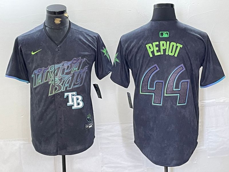 Men Tampa Bay Rays #44 Pepiot Black City Edition Nike 2024 MLB Jersey style 4